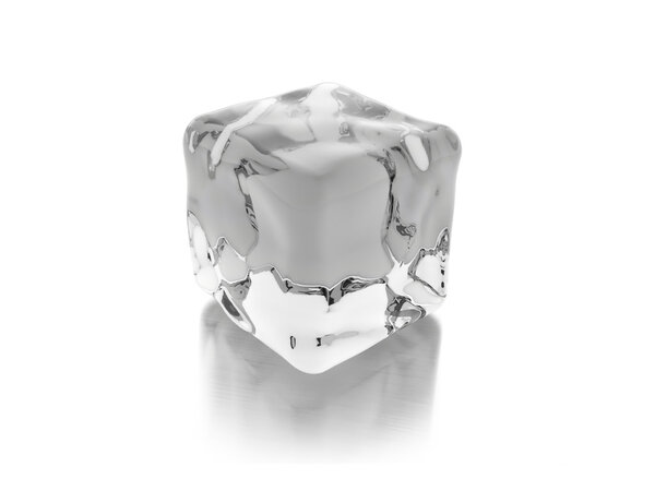 One ice cube rendered isolated  