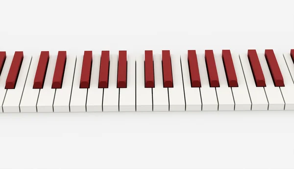 Röd piano keyboard återges — Stockfoto