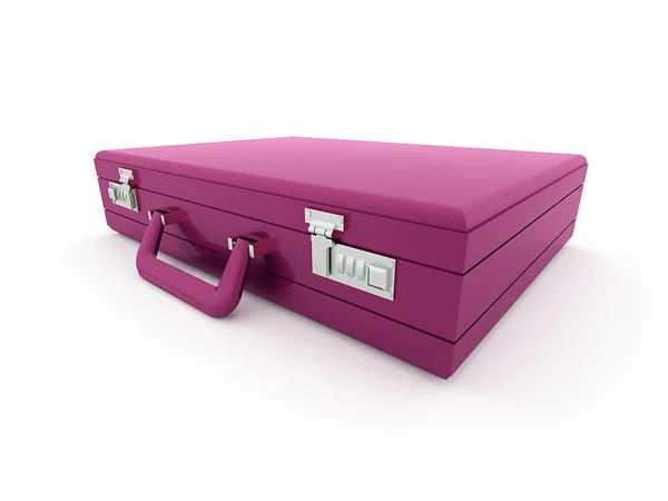 Pink suitcase isolated rendered on white — Stock Photo, Image