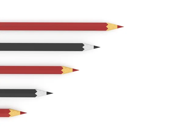Concepto de lápices rojos y negros sobre blanco — Foto de Stock