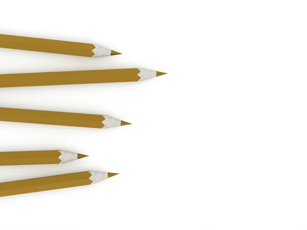 Gele potloden op wit — Stockfoto