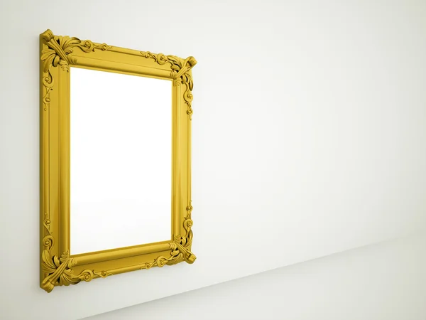 Golden vintage mirror on the wall — Stock Photo, Image