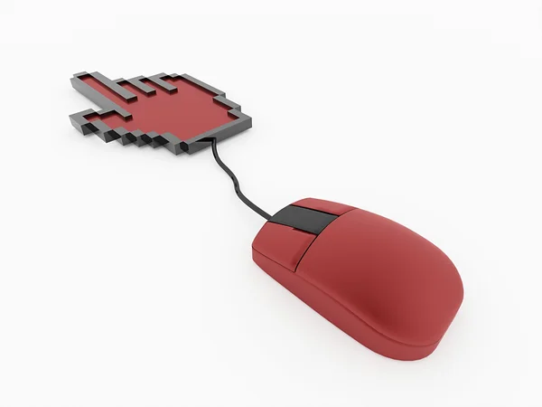 PC mouse with hand pointer isolated — Stock Photo, Image