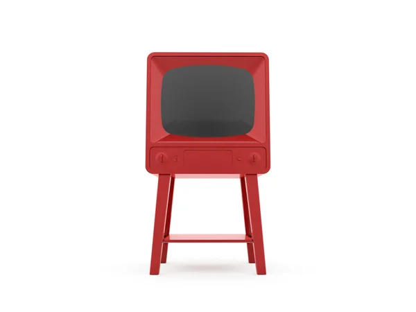 Rosso vecchio retrò TV isolato su bianco — Foto Stock