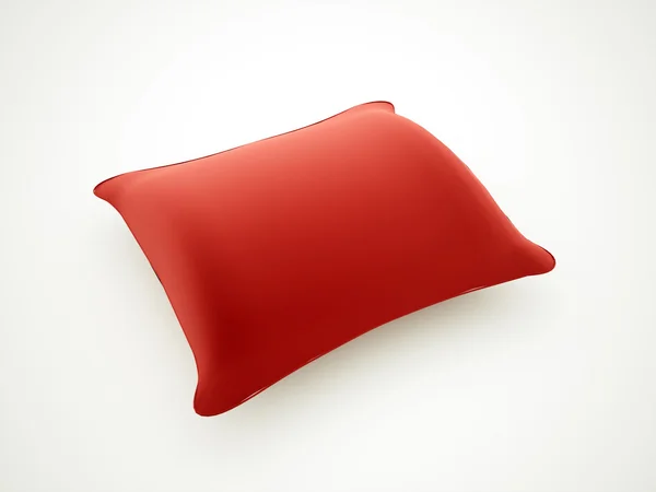 Červený polštář vykreslen izolované na bílém — Stock fotografie