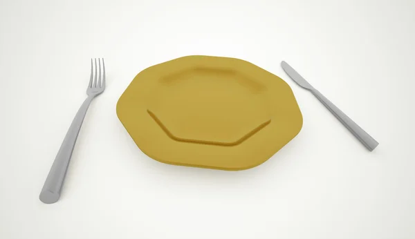 Yellow plate concept with service — Stock Photo, Image