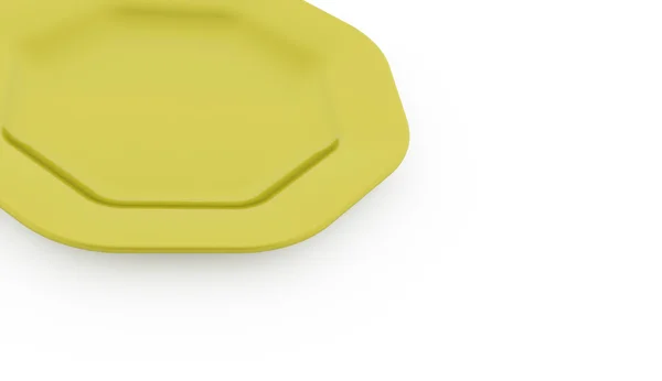 Yellow plate rendered on white — Stock Photo, Image