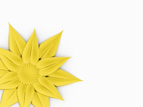 Jeden żółty kwiat na białym tle narożnik — Zdjęcie stockowe