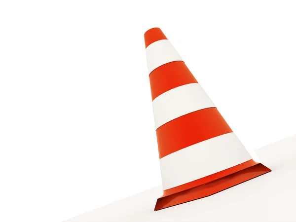 Single red road cone rendered on white — Stock Photo, Image