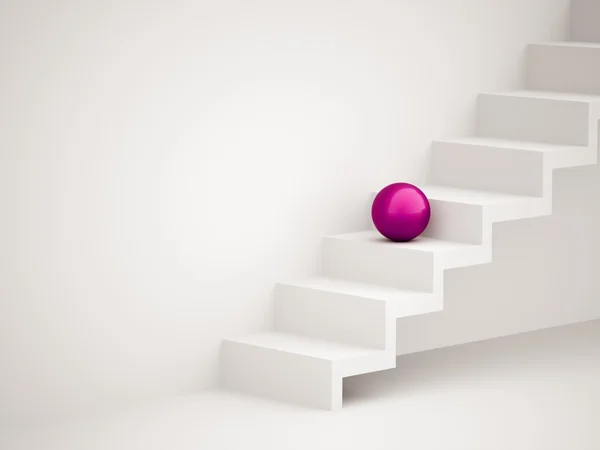 Single pink sphere on stairs — Stock Photo, Image