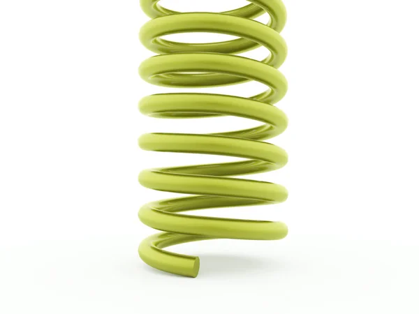 Green metal spiral string on white — Stock Photo, Image