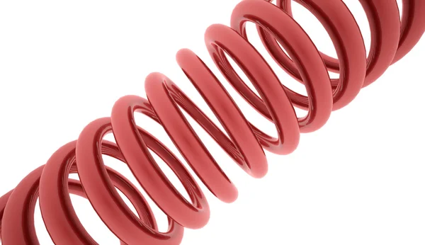 Corda espiral vermelha renderizada no branco — Fotografia de Stock