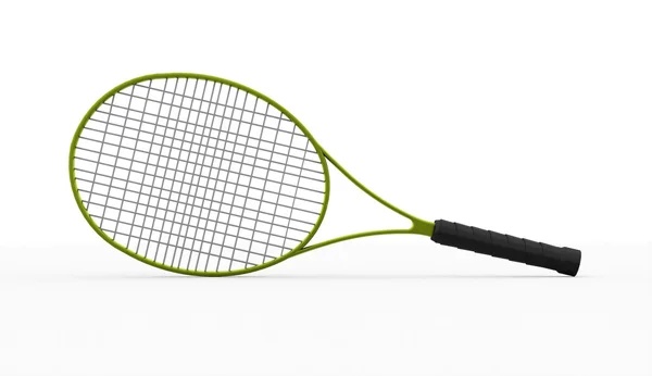 白で隔離される緑テニス ラケット — ストック写真