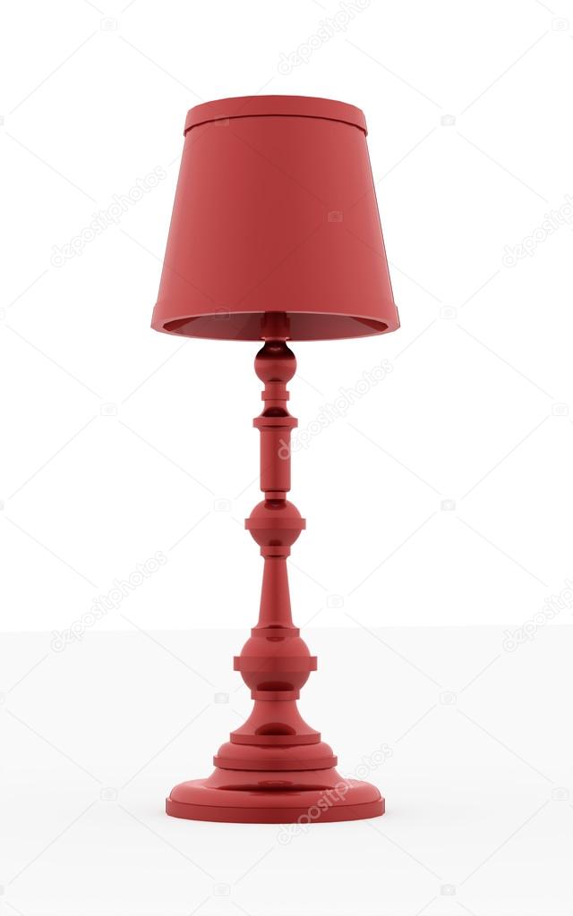 Old vintage lamp rendered isolated on red