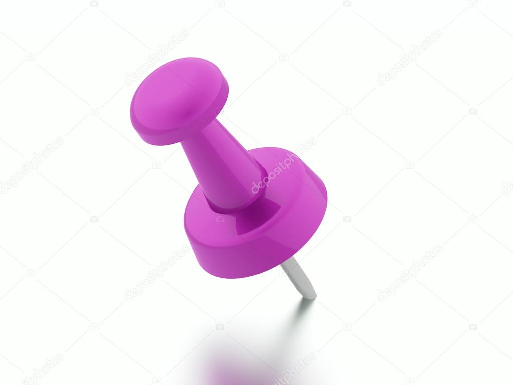 Pink push pin rendered isolated