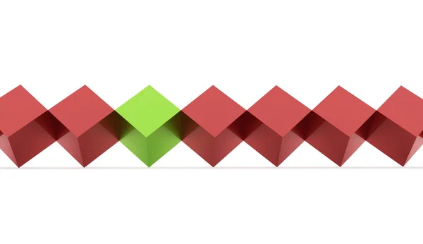 Cubos vermelhos um é verde — Fotografia de Stock