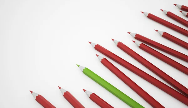 Många röda pennor en — Stockfoto