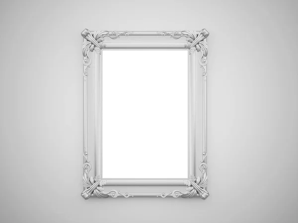 Vintage mirror with silver frame on the wall — Stock Photo, Image