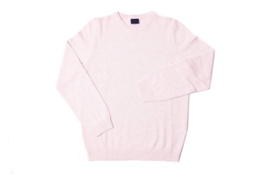 Çocukların bej süveteri beyaz arkaplanda izole edilmiş.