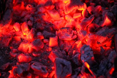 Ateşten sonra yanan kömürler. Piknik.