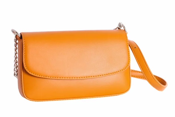 Orange Kvinnors Crossbody Väska Isolerad Vit Bakgrund — Stockfoto