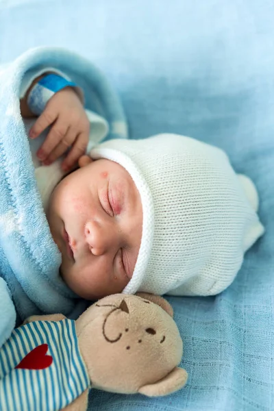 Detailní Záběr Novorozence Baby Face Portrét Rané Dny Spánek Tady — Stock fotografie