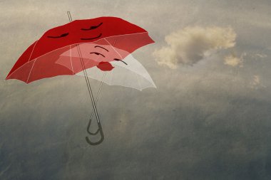 uçan gökyüzü, kağıt dokusu, kelebekler çift şemsiye loving