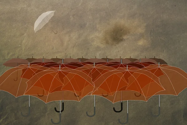 Umbrellas in the sky, vintage, success, easiness, especial — Stock Photo, Image