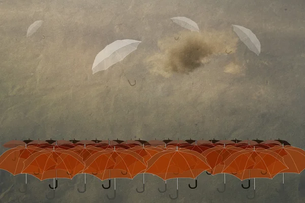 Umbrellas in the sky, vintage, success, easiness, especial — Stock Photo, Image