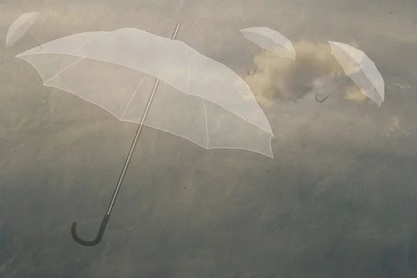 Flying umbrellas — Stock Photo, Image