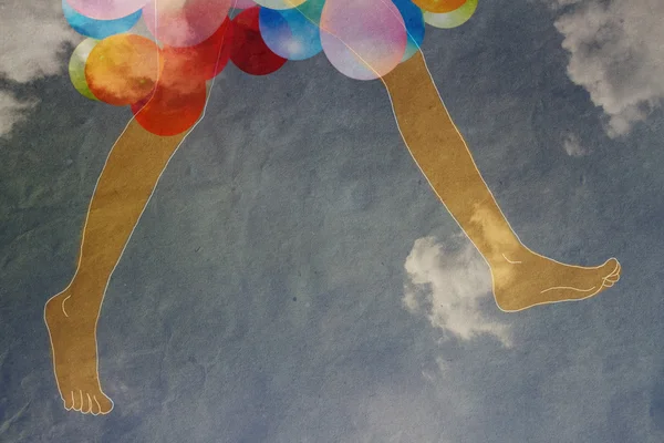 Feet and balloons — Stock Photo, Image