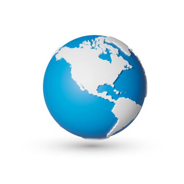 3D çokgen gezegen dünya, dünya haritası, mavi okyanus, izole edilmiş arka plan, Amerika manzarası.