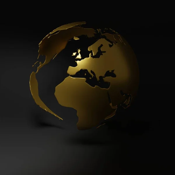 Golden Shiny Planet Earth Globe Turned Sides Europe Investment Business — Stockfoto