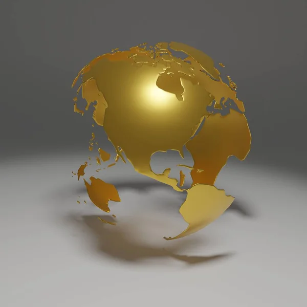 Gouden Planeet Aarde Gefilmde Wereldbol Door Amerika Abstract Concept Van — Stockfoto