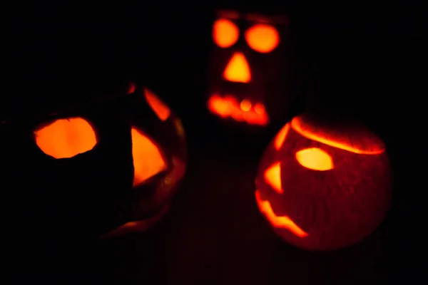 Töklámpások Sötétben Halloween Szimbóluma — Stock Fotó