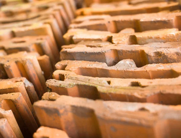 Orange Roof Tiles Construction Material Roofing Material Stack Tiles Close — Stock Photo, Image