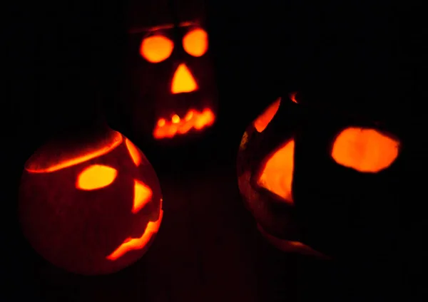 Jack Lanternes Dans Obscurité Symbole Halloween — Photo