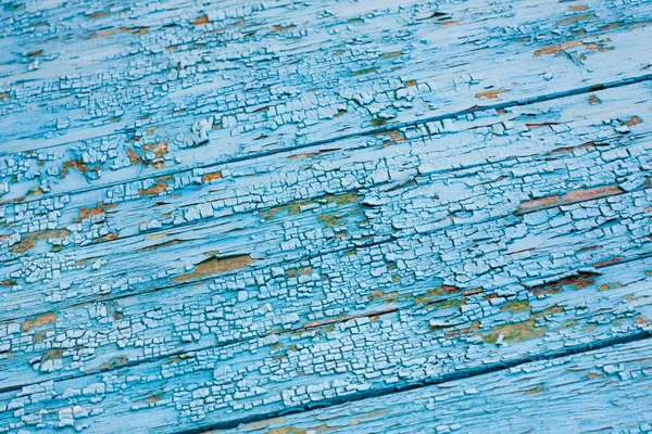 Wooden Surface Cracked Blue Paint Wooden Texture — 图库照片