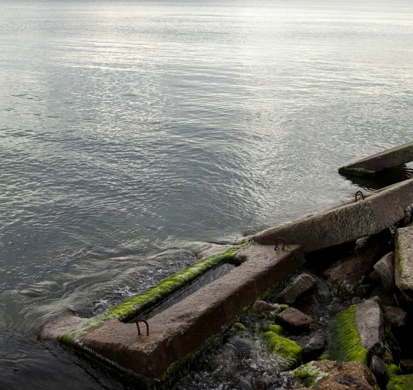 Défense Côtière Bord Mer Mur Mer Digue Brise Lames Blocs — Photo