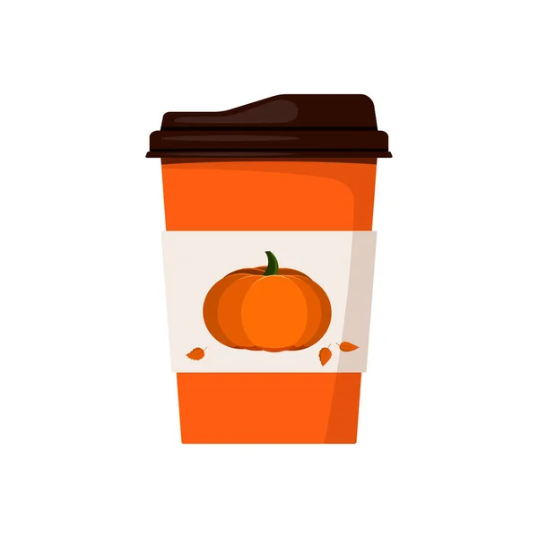 Kaffe eller te kopp att gå med pumpa. — Stock vektor