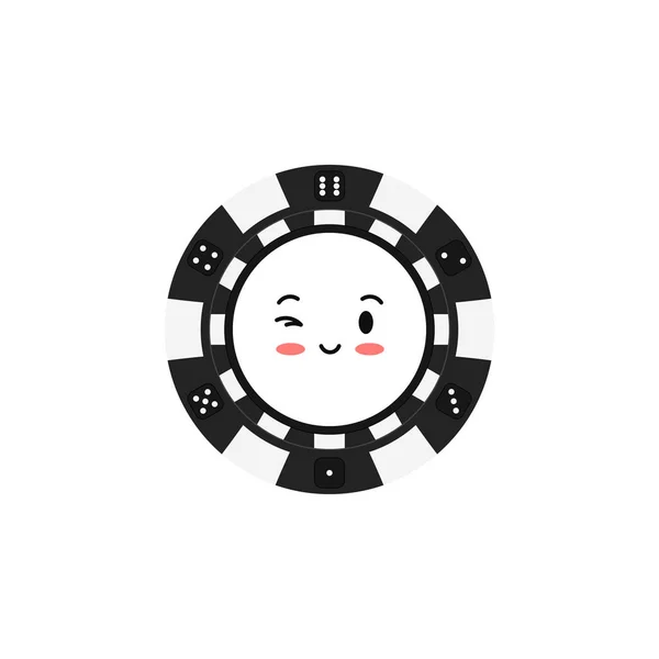 Casino poker chip emoticon knipogen geïsoleerd op witte achtergrond. . — Stockvector