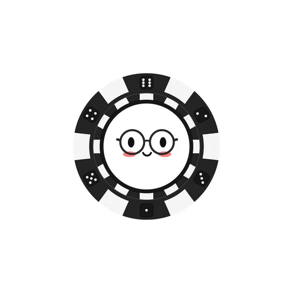 Casino poker chip in bril emoticon geïsoleerd op witte achtergrond. — Stockvector