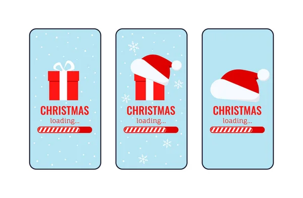 Weihnachten Countdown-Leiste auf Telefon-Bildschirm eingestellt Vektor-Illustration. — Stockvektor