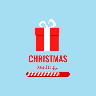 Noel geri sayım çubuğu ve pankartta hediye kutusu.