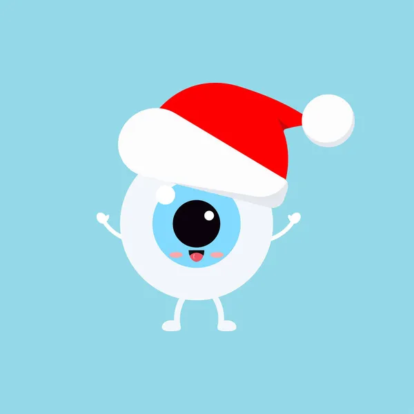 Chistmas olho bola em vermelho Papai Noel chapéu isolado no fundo. — Vetor de Stock