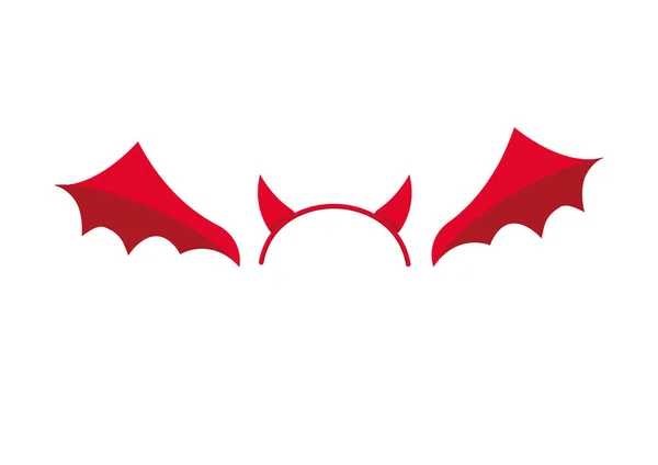 Djävul eller ond kostym attribut ikon set isolerad på vit bakgrund — Stock vektor