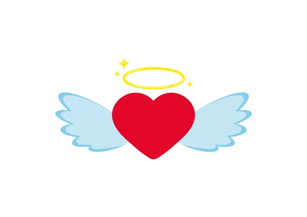 Ángel icono corazón rojo aislado sobre fondo blanco. — Vector de stock