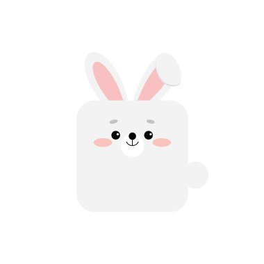 Kare çiftlik tavşanı hayvan yüzü simgesi beyaz arkaplanda izole.