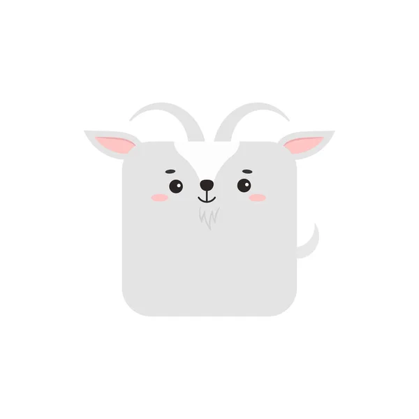 Kwadratowe gospodarstwo zwierząt kozy twarz ikona dla chińskiego zodiaku izolowane na białym tle. — Wektor stockowy