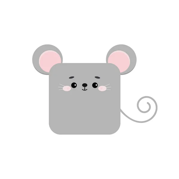 Ratón cuadrado o ratón animal de granja cara icono aislado sobre fondo blanco. — Vector de stock